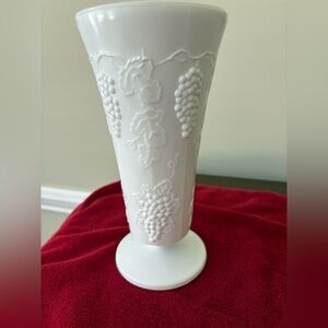 Elegant White Vase with Grape Design